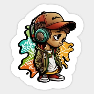 Cute Boy Music Lover Sticker